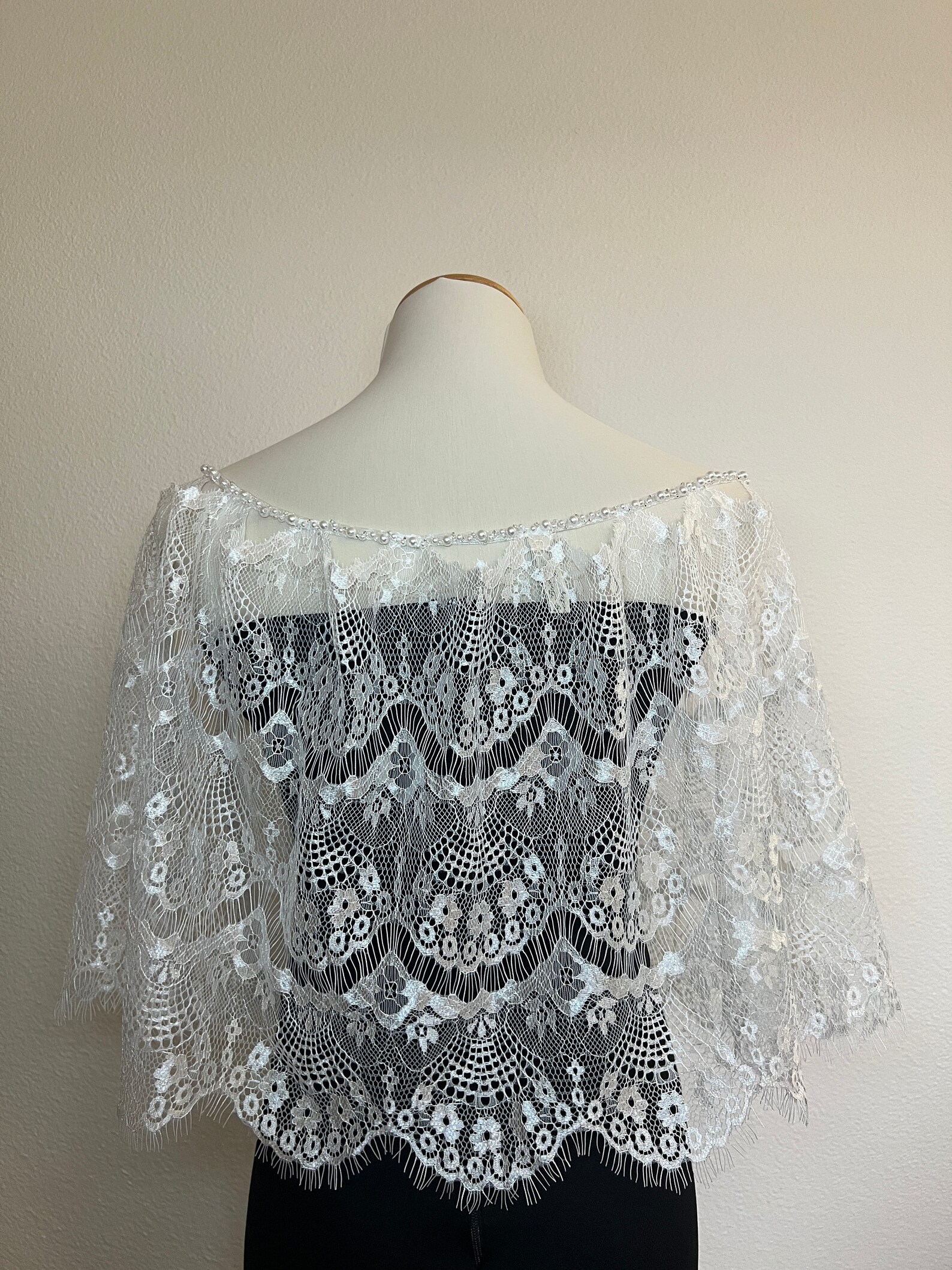Lace Wedding Dress Topper off White or Blush Pink Bridal Capelet Lace ...