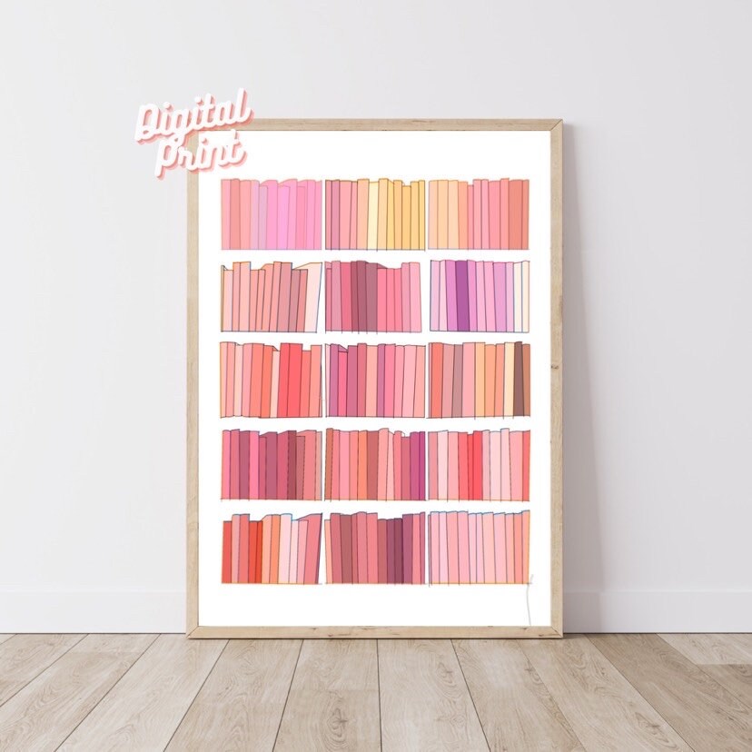 Bookshelf Digital Print. Stack of Classic Books Wall Art. Etsy