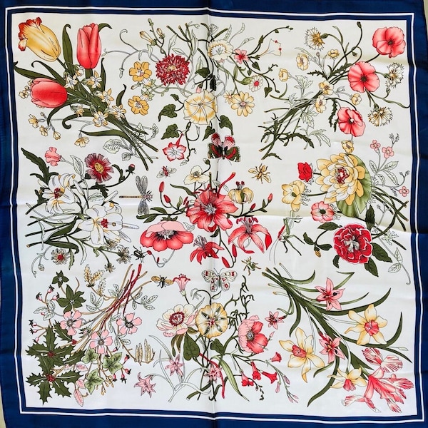 Silky Floral Scarves 23"x 23"