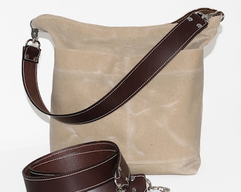 Waxed Canvas Hobo Bag - Natural