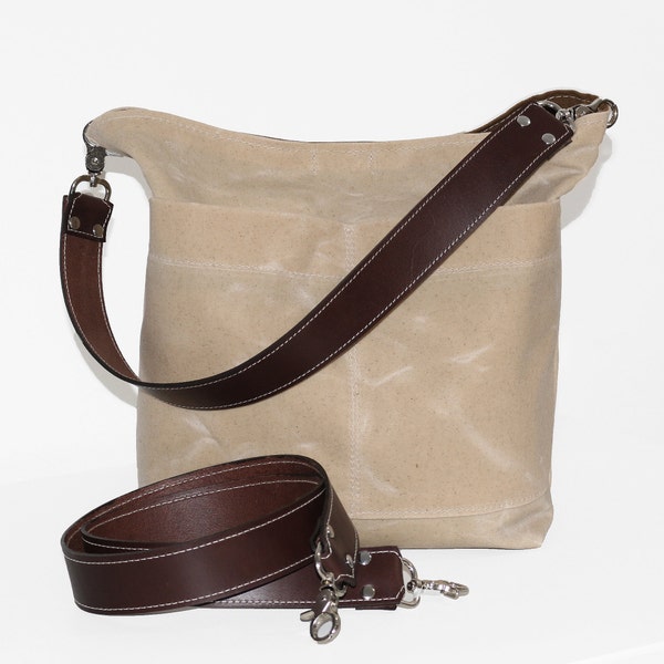 Waxed Canvas Hobo Bag - Natural