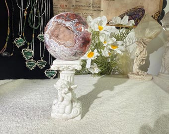 Natural Mexican Druzy Lace Agate Sphere, Crazy Lace Crystal , Red Agate Sphere
