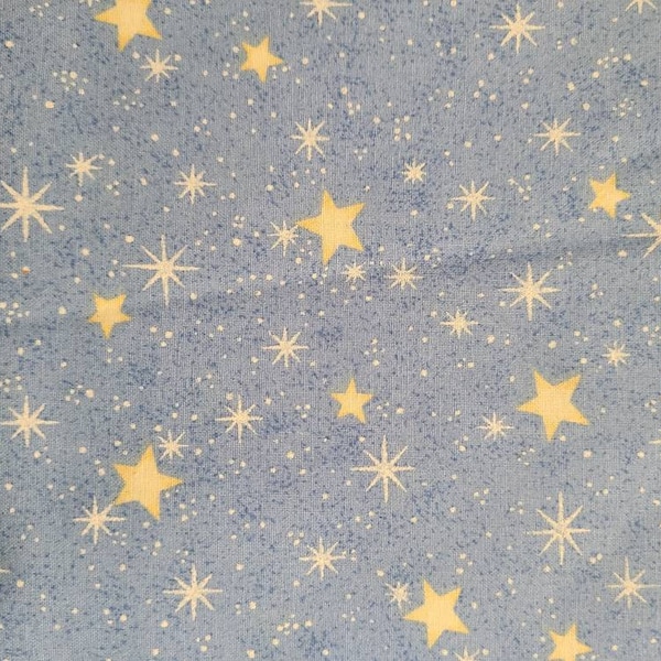 Starry Night Vintage Cotton Fabric, Quilting Cotton, Baby, Nursery, Night Sky, Coordinating Fabrics Available