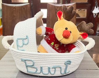 Set 2 Baby shower personalized gift basket, baby Gift Basket Rope Cotton Basket Baby Gift Basket Toy Basket Storage Basket Baby Name Gift