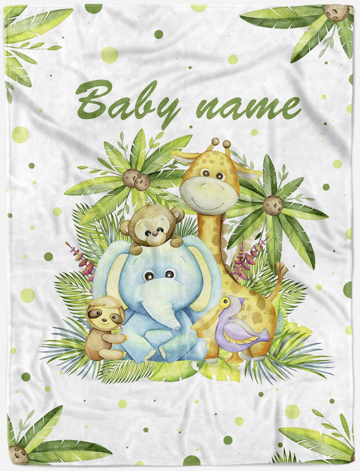 Personalized Safari Baby Blanket Baby Name Blanket Gender Etsy