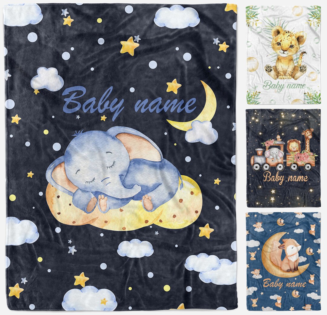 Boy Elephant Blanket Personalized Baby Blanket Elephant Etsy