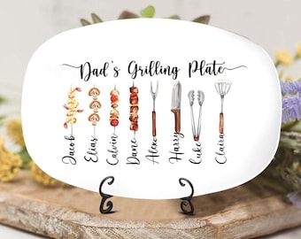 Personalized BBQ Daddy's Grilling Plate With Kids Name For Father's Day, Mother's Day Gift, Gift for Dad, Grandpa