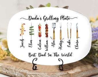 Daddy's Grilling Plate Personalized With Kids Name For Father's Day, Mother's Day Gift, Gift for Dad, Grandpa