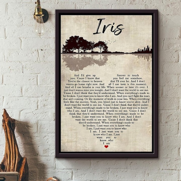 Iris Lyric Guitarist Lyrics Song Wall Art Gift For Music Fan Guitarist Framed Canvas Framed Prints, Canvas Paintings