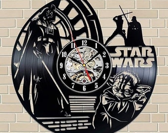 Star Wars Vinyl Record Clock Gifts for Him, Star Wars Wall Art, Star Wars Bedroom Decor, Star Wars Birthday Gifts for Dad, Boyfriend, Kids