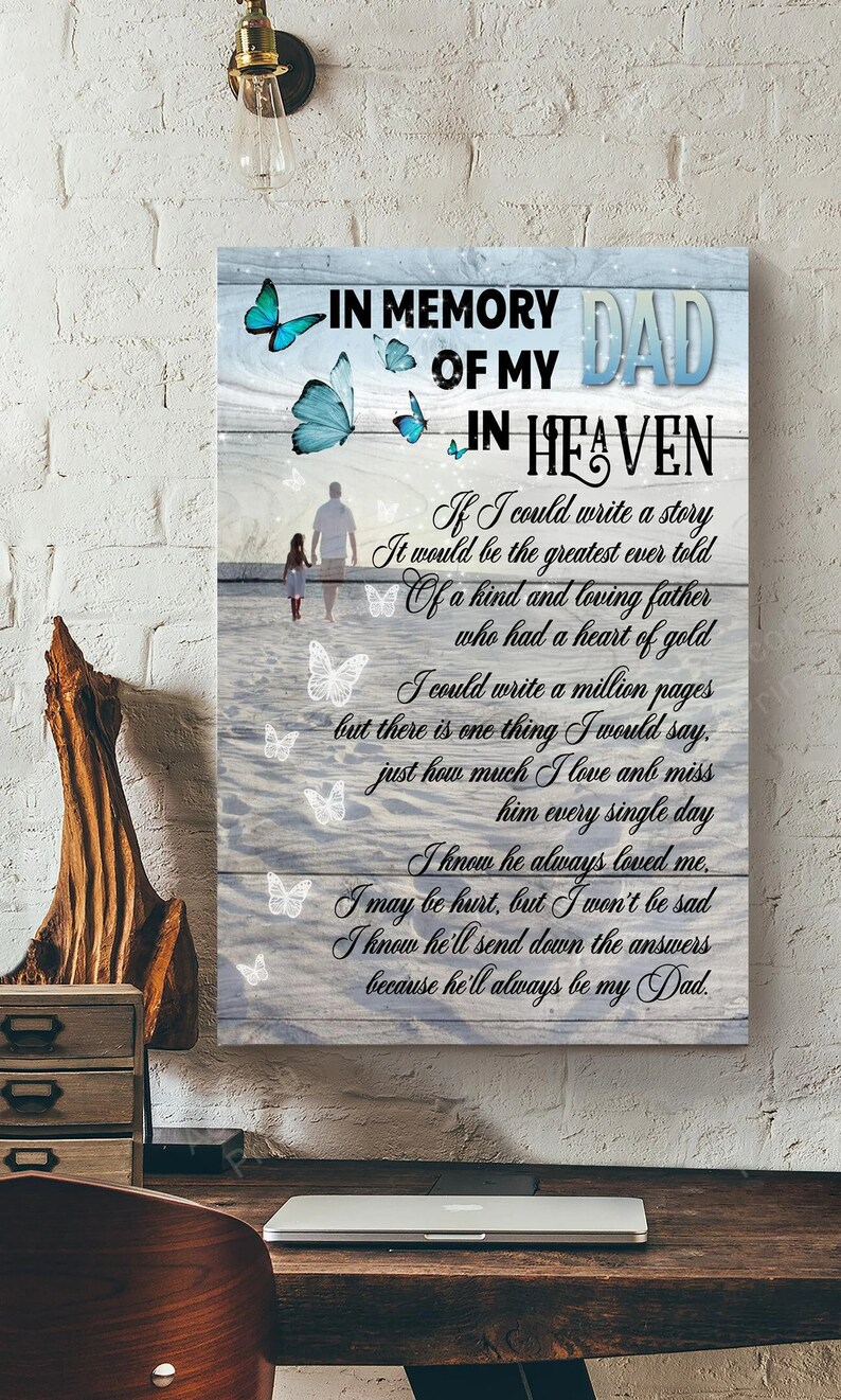 In Memory of My Dad in Heaven Wall Art Father's Day Etsy
