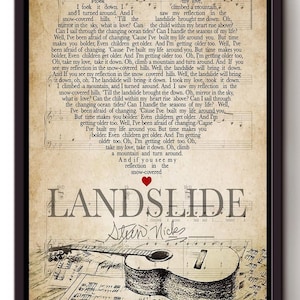 Stevie Nicks Fleetwood Mac Band Landslide Lyrics Song Wall Art Gift For Music Fan Guitarist Framed Canvas Framed Prints, Canvas Paintings