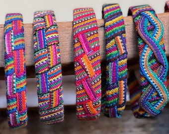 Guatemalan colorful hard headbands, handwoven, hair accessories, Artisan made, Mayan textile