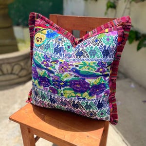 Guatemalan Huipil Pillow Covers from Tecpan Guatemala, Handwoven cushion shams, Artisan made, 18x18