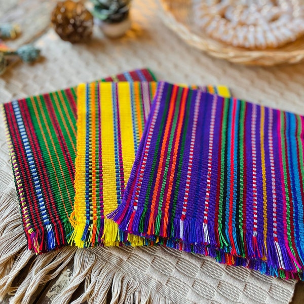 Guatemalan handwoven napkin, table home decor, textile cloth, placemat, Artisan made 12x12