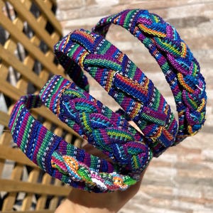 Guatemalan colorful hard headbands, handwoven, hair accessories, Artisan made, Mayan textile