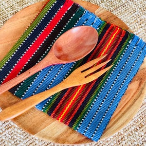 Guatemalan handwoven napkin, table home decor, textile cloth, placemat, Artisan made 12x12