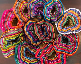 Guatemalan Textile Scrunchies, Colorful Hair Ties