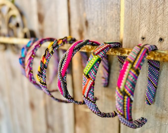 Guatemalan colorful hard headbands, handwoven, hair accessories, Artisan made, Mayan textile