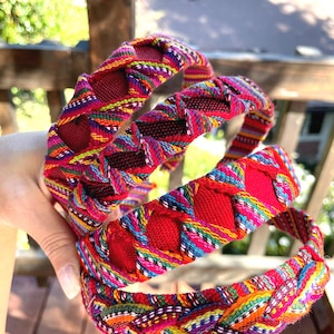 Guatemalan colorful hard headbands, handwoven, hair accessories, Artisan made, Mayan textile