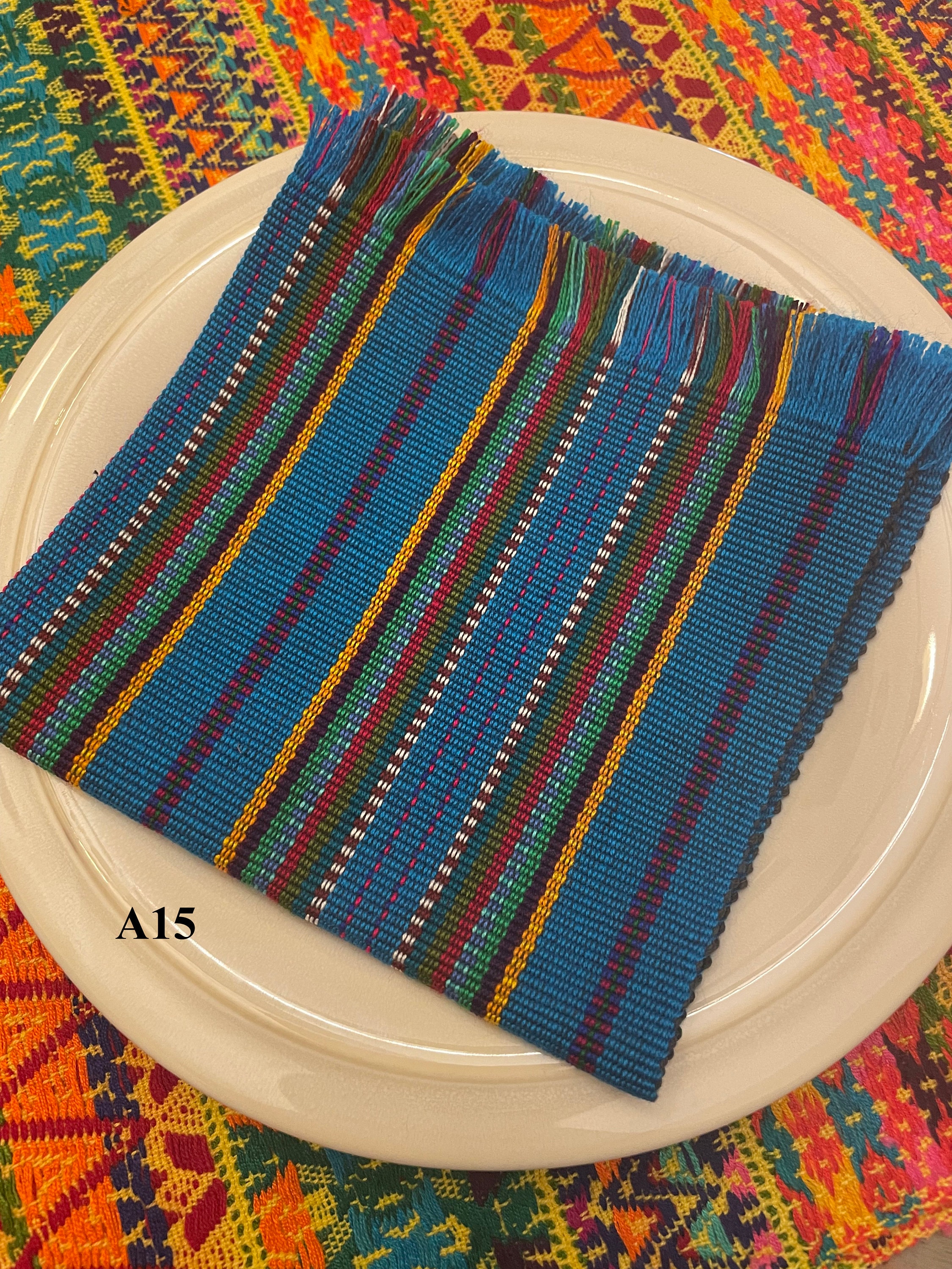Artisan made 12x12 Guatemalan handwoven napkin placemat textile cloth
