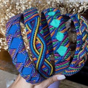 Guatemalan colorful hard headbands, handwoven, hair accessories, Artisan made, Mayan textile