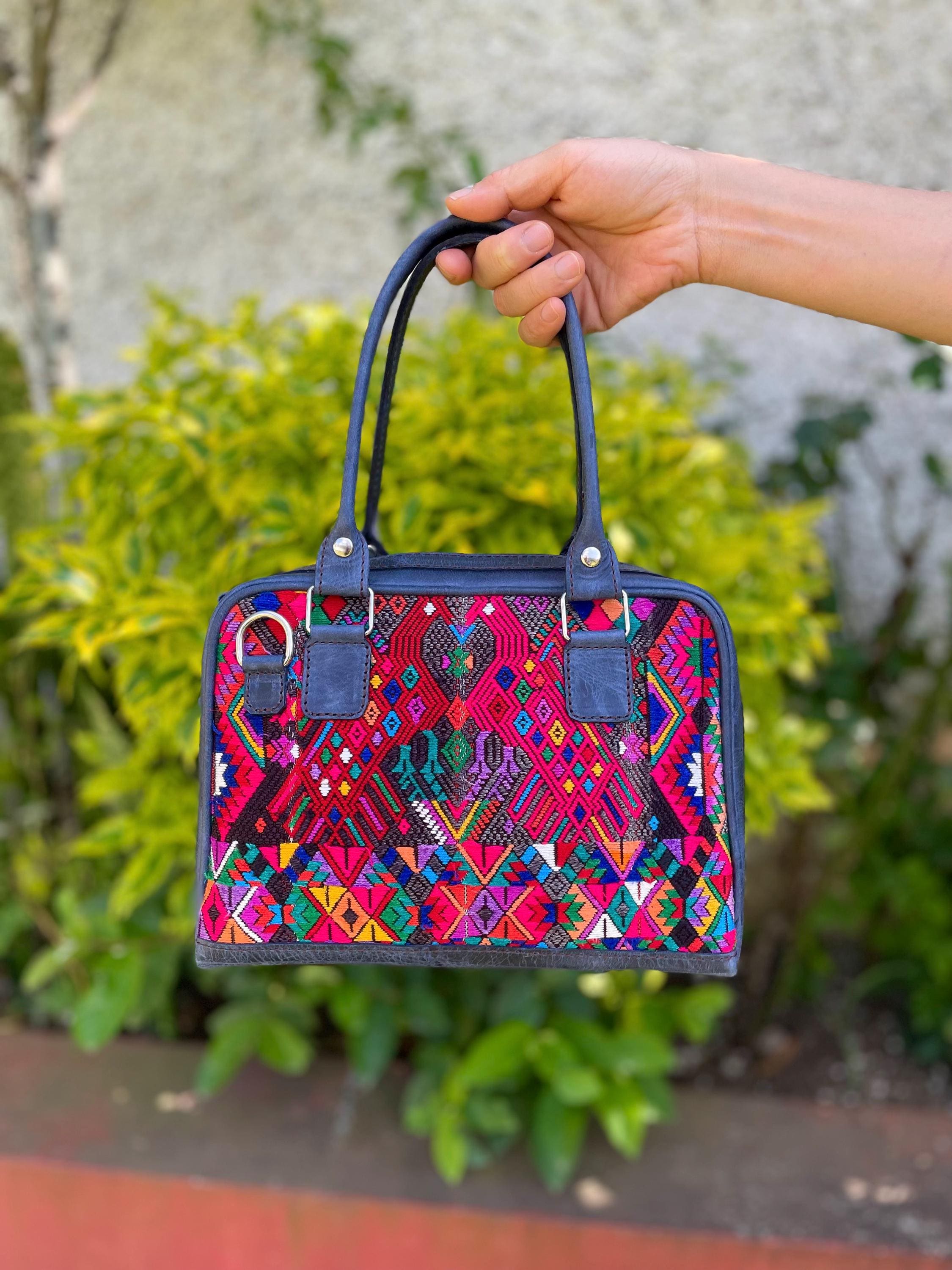 Handmade Guatemalan Leather Handbag, Colorful Shoulder/crossbody