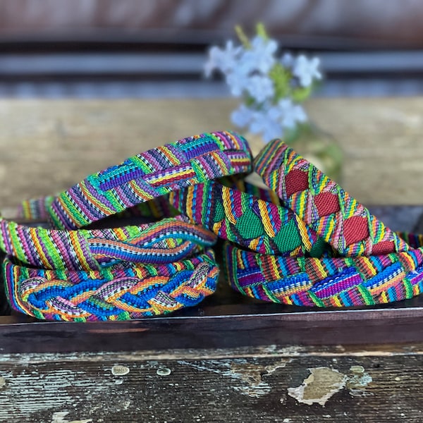 Guatemalan colorful hard headbands, handwoven, hair accessories, Artisan made, Mayan textile