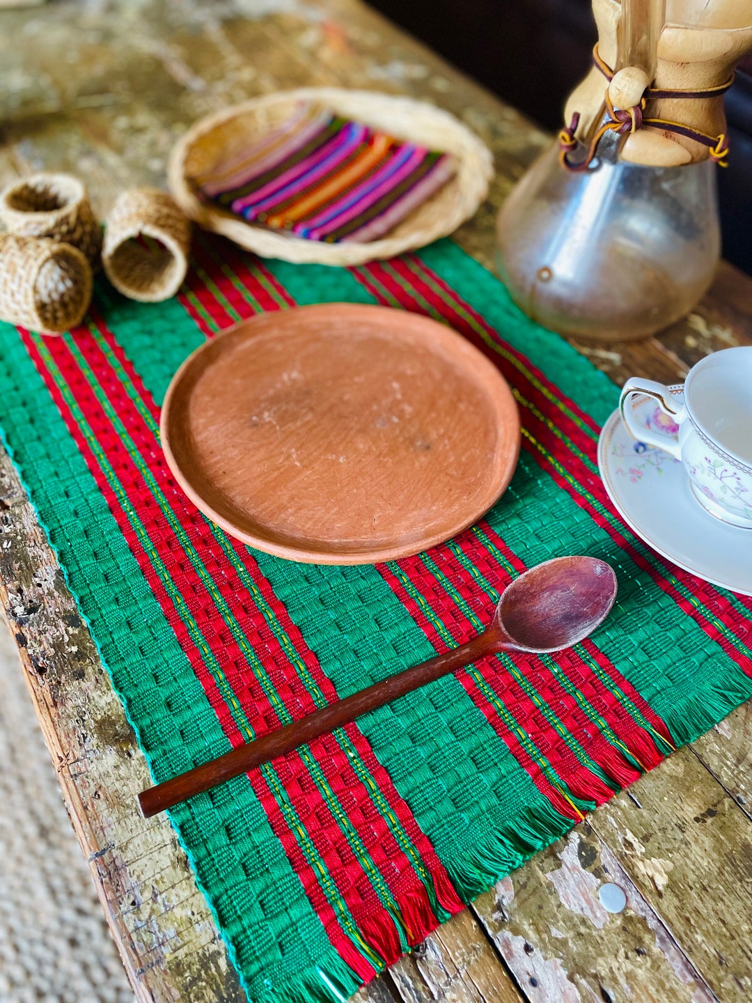Guatemalan Placemats, Table Placemats, Guatemalan Textile, Christmas