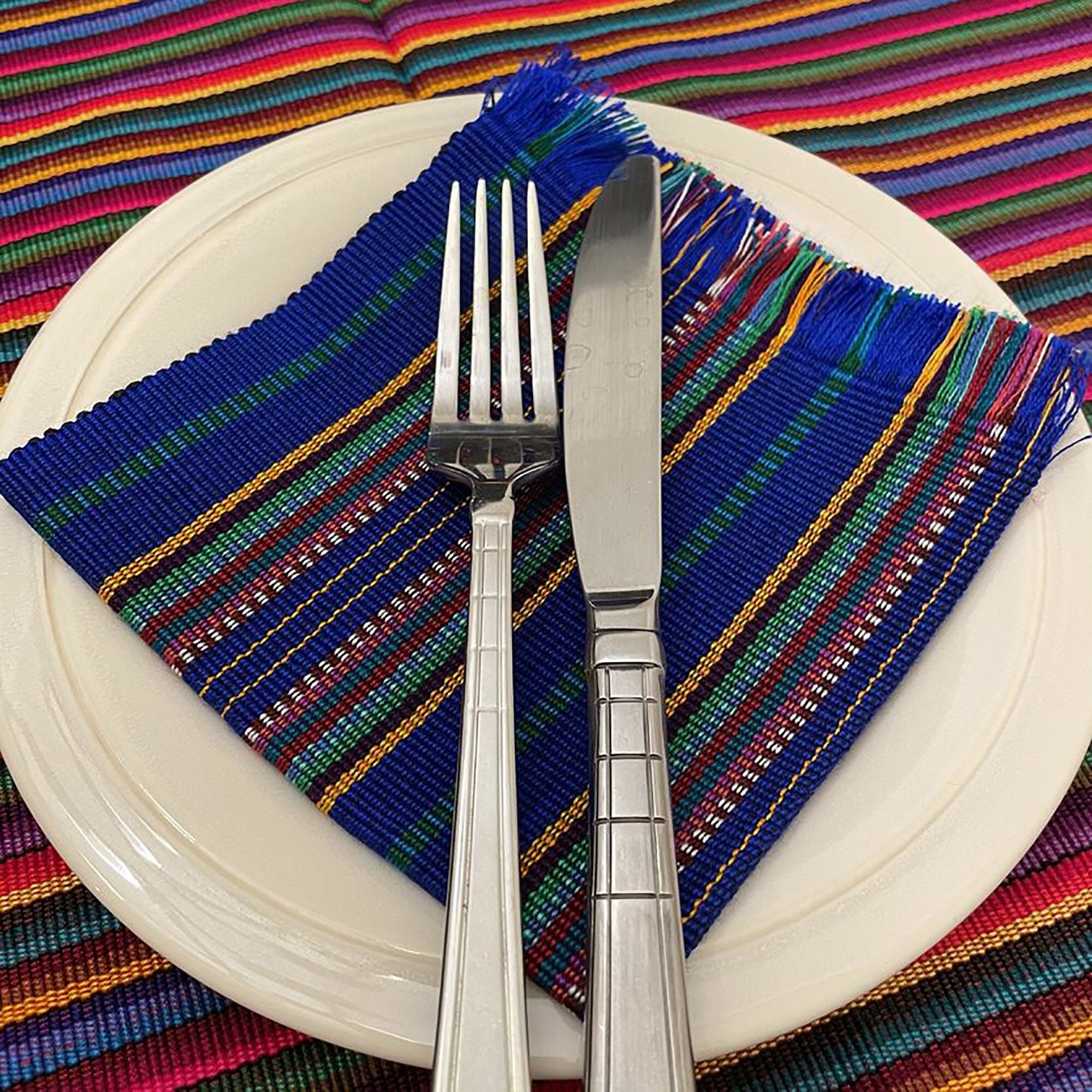 Artisan made 12x12 Guatemalan handwoven napkin placemat textile cloth