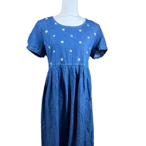1990's Denim Empire Waist Dress