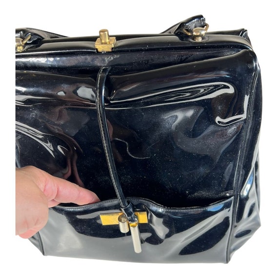 Mid-Century Black Patent Handbag - image 5