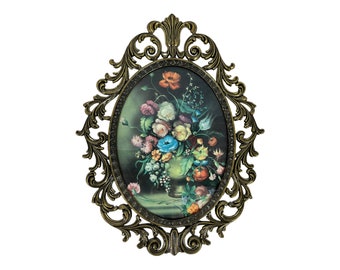 Italian Brass Frame Floral Art
