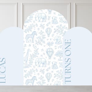 Toile de Jouy Safari Backdrop, Blue Floral Toile Baby Shower Decor, Chinoiserie Wallpaper, Party Prop Digital Download, Dior First Birthday