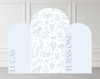 Toile de Jouy Safari Backdrop, Blue Floral Toile Baby Shower Decor, Chinoiserie Wallpaper, Party Prop Digital Download, Dior First Birthday