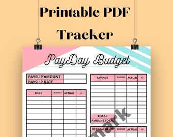 Spending Tracker - Expense Tracker Printable - Spending Log - Purchase Recorder - Transaction Log - PDF - A4 - Pastel -  Pink & Mint