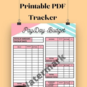 Spending Tracker - Expense Tracker Printable - Spending Log - Purchase Recorder - Transaction Log - PDF - A4 - Pastel -  Pink & Mint