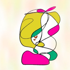 Abstract woman, feminism, pregnancy, mom, digital art, digital print, mother, motherhood, two hearts, wall art, gallery art