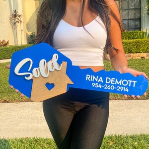Custom Realtor Key Sold Sign, Closing Photo Prop, Modern Key Sign for Realtors, Realtor Gift, Closing Sign, Sold Sign, Realtor Marketing