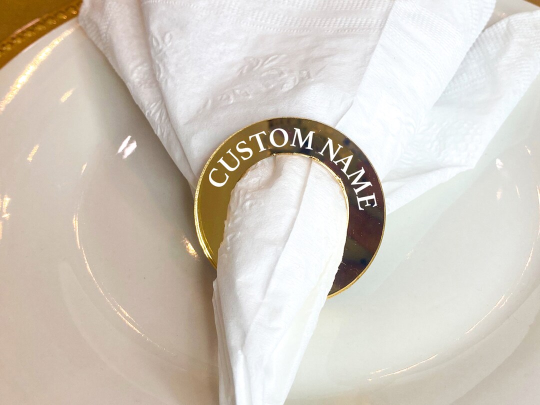 Personalized Napkin Ring Place Card, Wedding Table Decoration, Custom ...