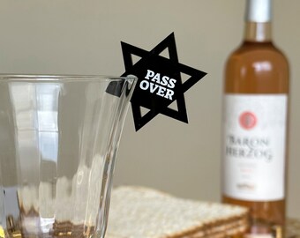 Acrylic Passover Wine Tag, Pesach Wine Glass Tag, Jewish Star Acrylic Wine Tag, Passover Holiday Wine Tag, Passover Table Decor, Jewish Gif
