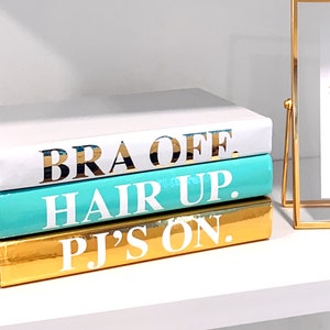 Custom Quote Stacked Books Home Decor, Personalized Fashion Designer Decorative Books, Fashion Book Stacks, Brand Books, Coffee Table Books