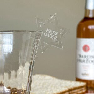 Acrylic Passover Wine Tag, Pesach Wine Glass Tag, Jewish Star Acrylic Wine Tag, Passover Holiday Wine Tag, Passover Table Decor, Jewish Gif