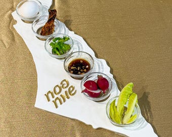 Israel Passover Seder Plate, Acrylic Pesach Seder Tray, Modern Passover Tray, Judaica Gift, Handmade, Seder Table Decor, Israel Seder Plate