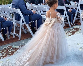 Vestido de niña de flores, vestido de niña de flores de tul, vestido floral, vestido de niña de flores blanco, vestido de cumpleaños, vestido de flores de comunión, niña de flores de salvia