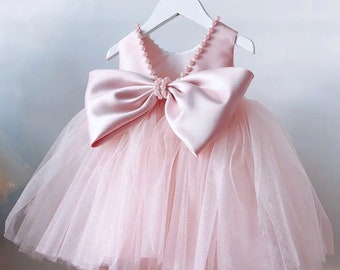 Toddler Princess Dress, Pink Tulle Dress,  Easter Girls Dress, Summer Dress, Sleeveless Dress, Coquette outfit, First Birthday Gift Dress