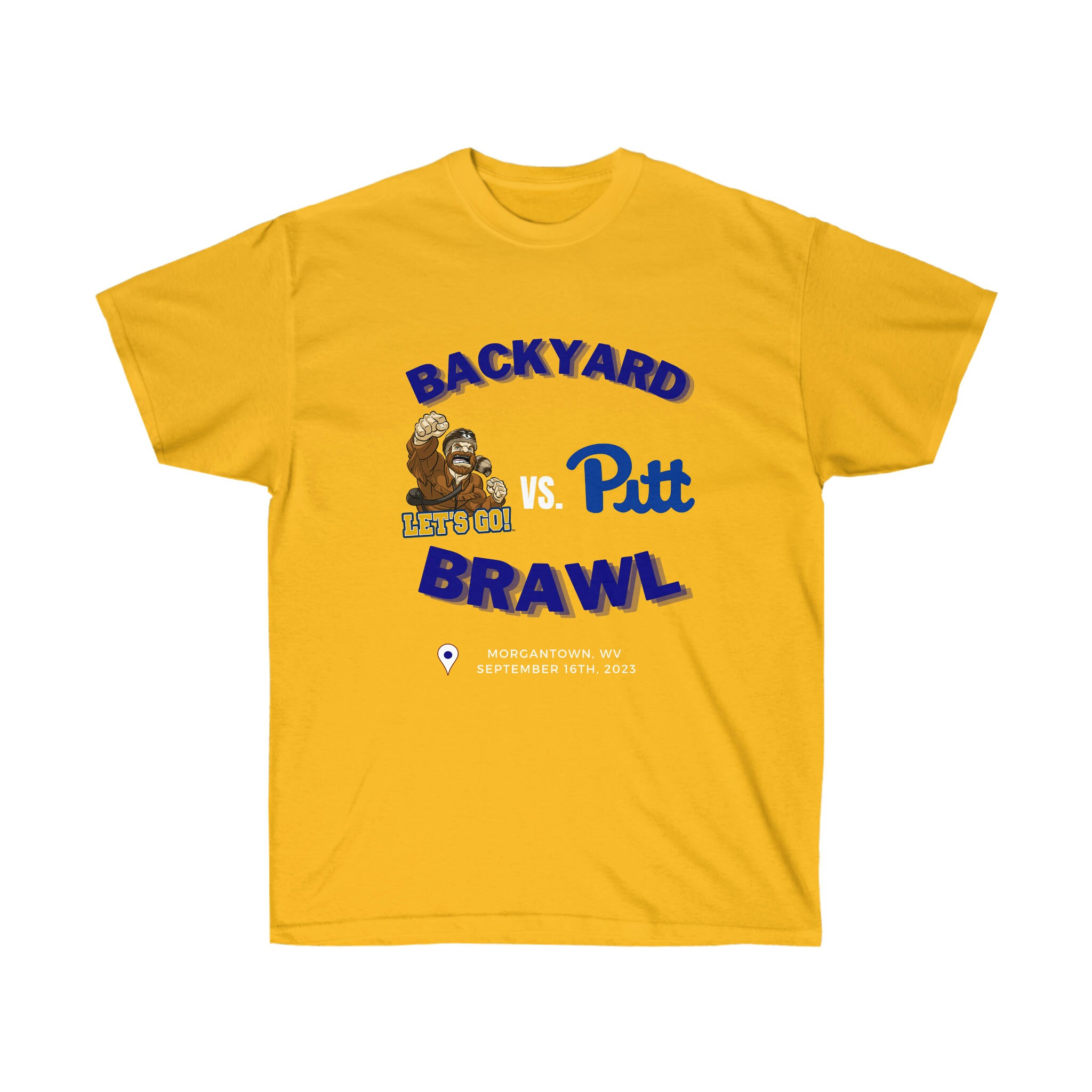 WVU Vs. Pitt Backyard Brawl Tshirt gold Etsy