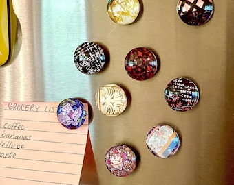Upcycled Magazine Magnets - Sets of 4 - Handmade in PA