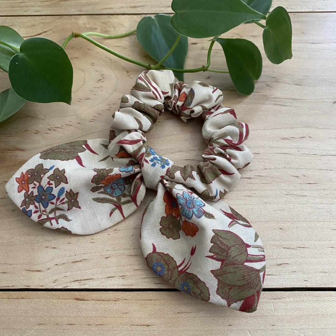 Vintage Tan and Orange Cotton Hair Scrunchie Zero Waste Remnants ...