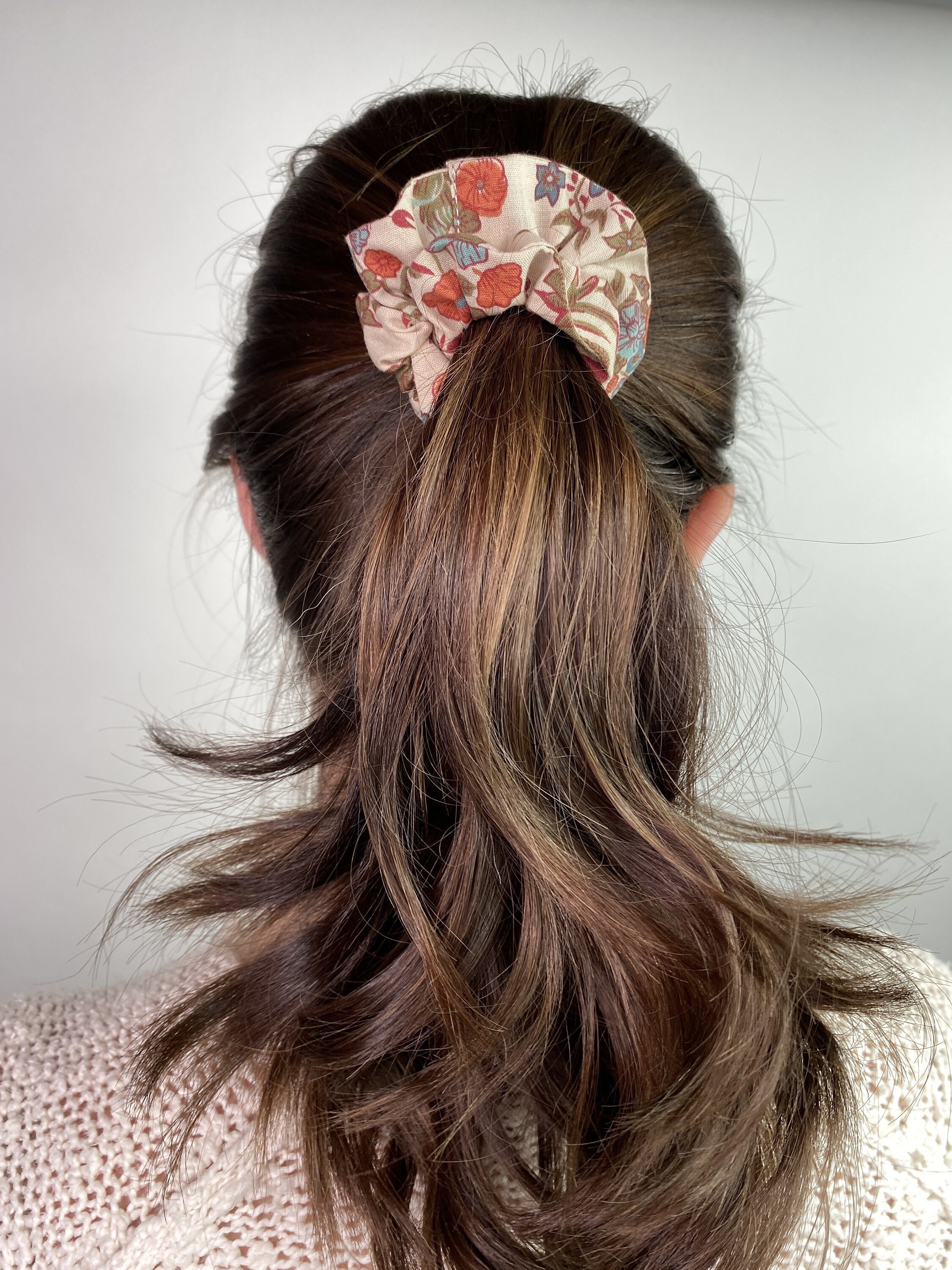Vintage Tan and Orange Cotton Hair Scrunchie Zero Waste Remnants ...